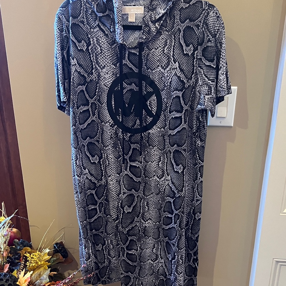 Michael Kors Black and Gray Snake Print Dress